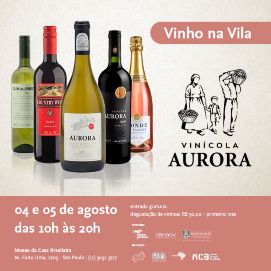 Vinícola Aurora leva rótulos premiados e lançamentos ao Vinho na Vila 2018, em São Paulo 